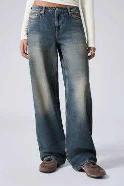AMPLE LOW WAIST LOOSE WIDE LEG JEANS|Weekday Cheap