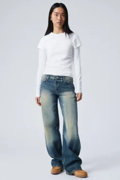AMPLE LOW WAIST LOOSE WIDE LEG JEANS|Weekday Flash Sale
