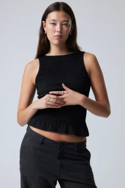 ANNIE – GESMOKTES TOP MIT U-BOOT-AUSSCHNITT|Weekday Online