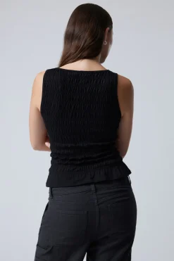 ANNIE – GESMOKTES TOP MIT U-BOOT-AUSSCHNITT|Weekday Online