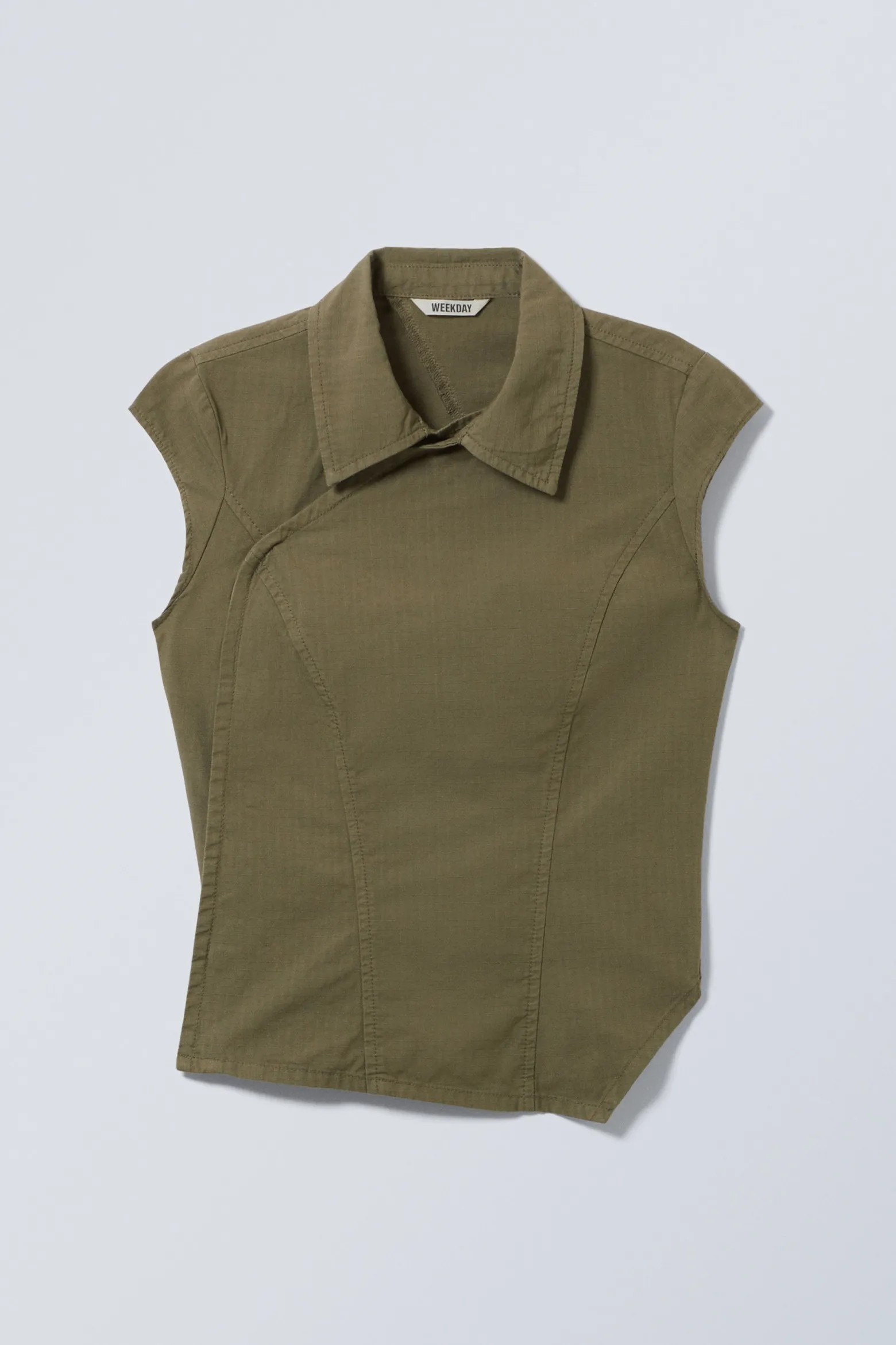 ASYMMETRISCHES RIPSTOP-TOP MIT FLÜGELÄRMELN|Weekday New