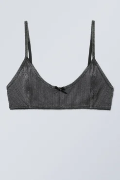 BAUMWOLL-BH AUS PÜNKTCHENSTRICK MIT U-AUSSCHNITT|Weekday Shop