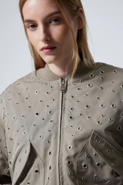 CROPPED EYELET BOMBER JACKET|Weekday Discount