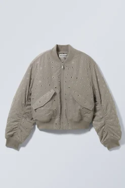 CROPPED EYELET BOMBER JACKET|Weekday Discount