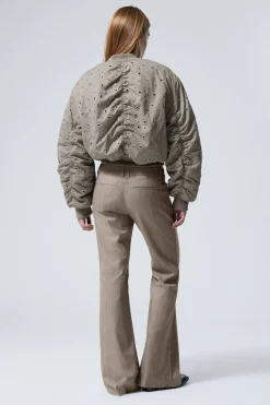 CROPPED EYELET BOMBER JACKET|Weekday Discount