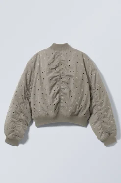 CROPPED EYELET BOMBER JACKET|Weekday Discount