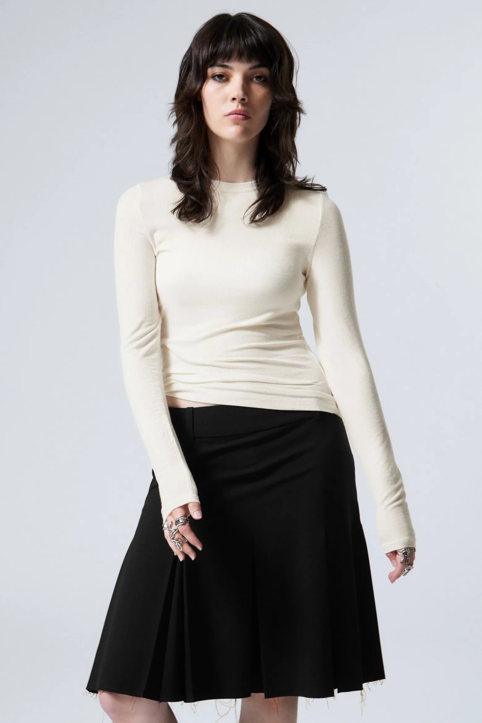 DÜNNES, GERIPPTES LONGSLEEVE|Weekday Shop