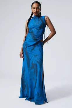 DRAPIERTES ASYMMETRISCHES MAXIKLEID MIT SCHNÜRUNG|Weekday Cheap
