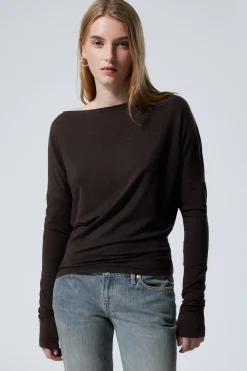 DRAPIERTES LANGÄRMELIGES LYOCELL-TOP|Weekday Fashion