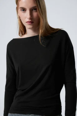 DRAPIERTES LANGÄRMELIGES LYOCELL-TOP|Weekday Fashion