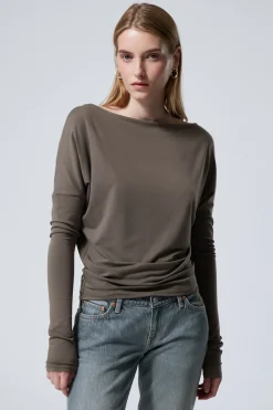 DRAPIERTES LANGÄRMELIGES LYOCELL-TOP|Weekday Outlet