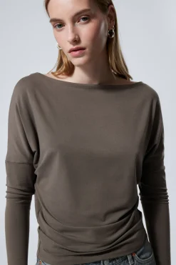 DRAPIERTES LANGÄRMELIGES LYOCELL-TOP|Weekday Outlet