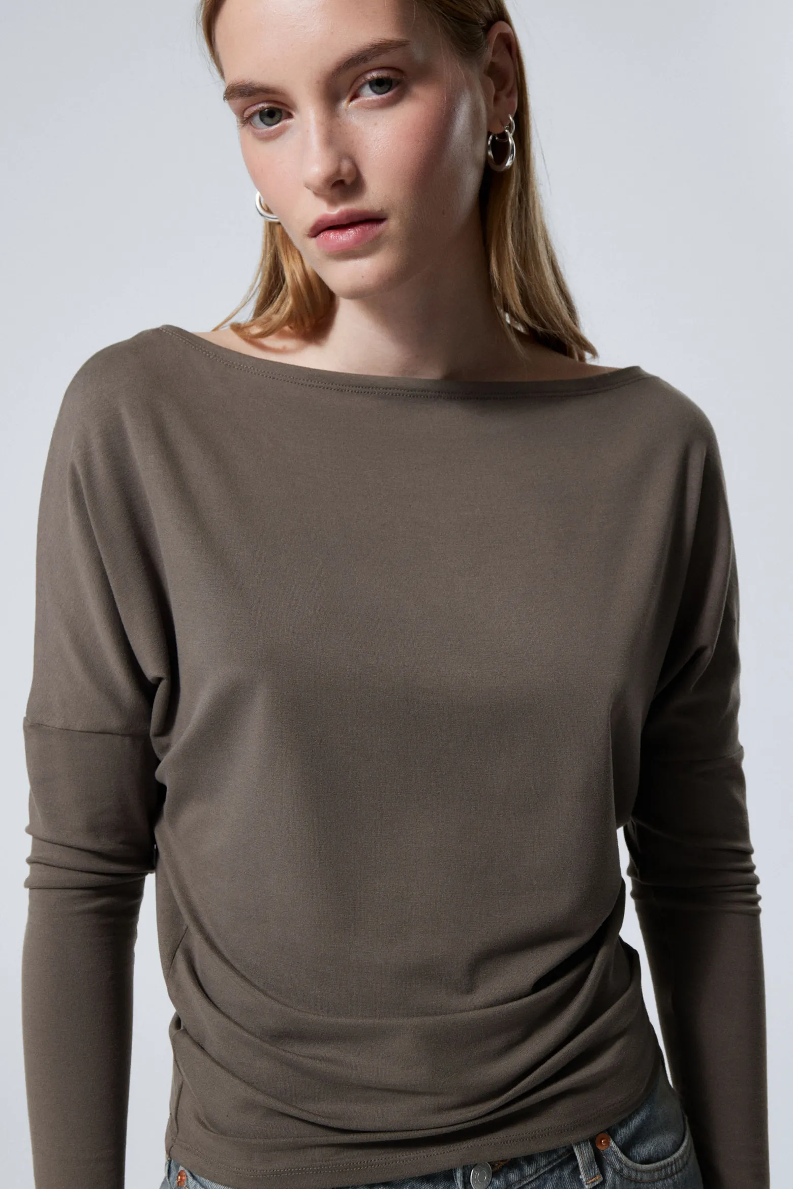 DRAPIERTES LANGÄRMELIGES LYOCELL-TOP|Weekday Outlet
