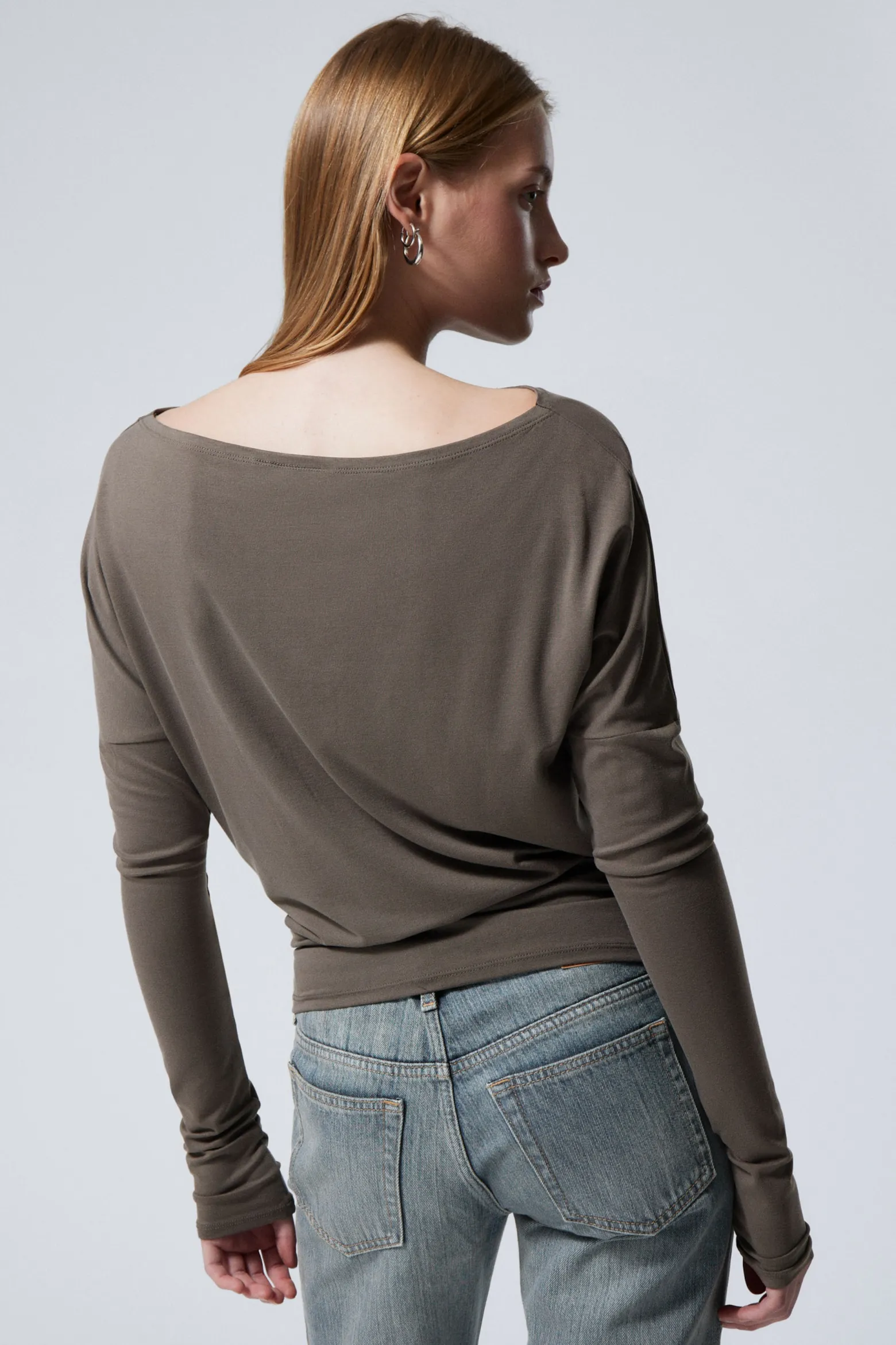 DRAPIERTES LANGÄRMELIGES LYOCELL-TOP|Weekday Outlet