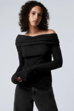 DRAPIERTES, SCHULTERFREIES TOP|Weekday Best Sale