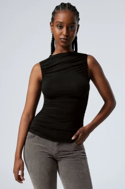 DRAPIERTES TOP MIT STEHKRAGEN|Weekday New