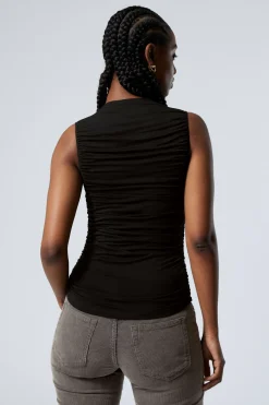 DRAPIERTES TOP MIT STEHKRAGEN|Weekday New
