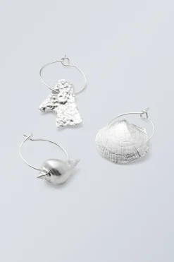 3ER-PACK HOOP-MUSCHELOHRRINGE|Weekday Online