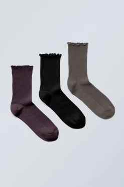 3ER-PACK RÜSCHENSOCKEN|Weekday Outlet