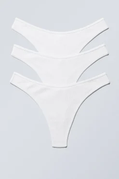 3ER-PACK TANGAS AUS GERIPPTER BAUMWOLLE|Weekday Flash Sale