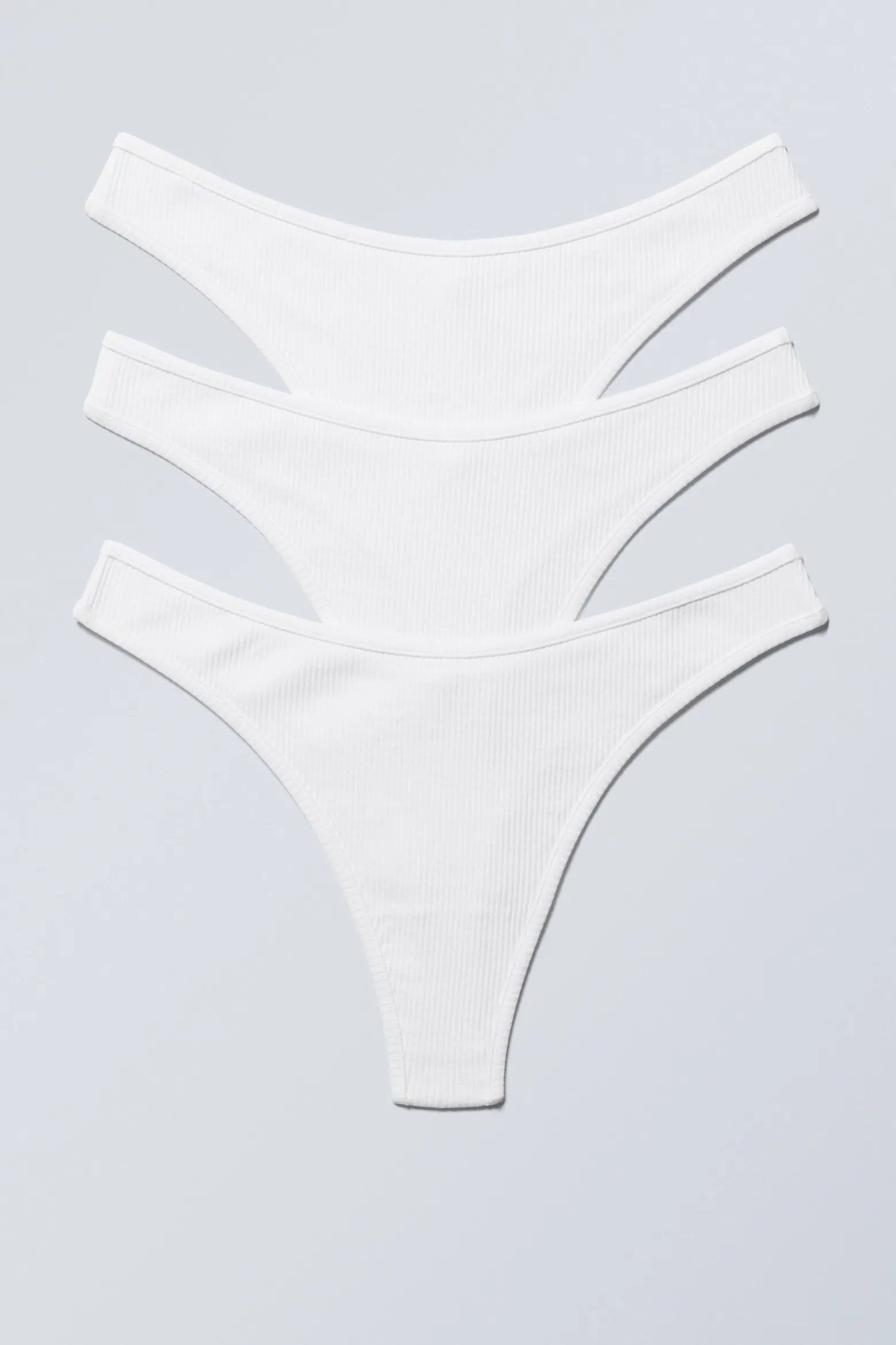 3ER-PACK TANGAS AUS GERIPPTER BAUMWOLLE|Weekday Flash Sale