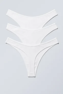 3ER-PACK TANGAS AUS GERIPPTER BAUMWOLLE|Weekday Flash Sale