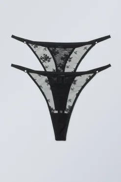 2ER-PACK TANGA-STRINGS AUS SPITZE|Weekday Best Sale