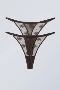 2ER-PACK TANGA-STRINGS AUS SPITZE|Weekday Online