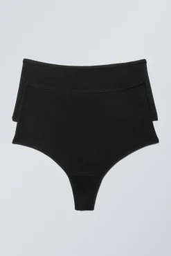 2ER-PACK WEICHE HIGH-WAIST-TANGAS|Weekday Shop