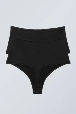 2ER-PACK WEICHE HIGH-WAIST-TANGAS|Weekday Shop