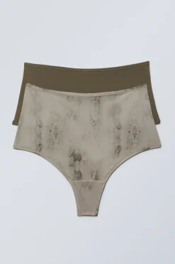 2ER-PACK WEICHE HIGH-WAIST-TANGAS|Weekday Hot