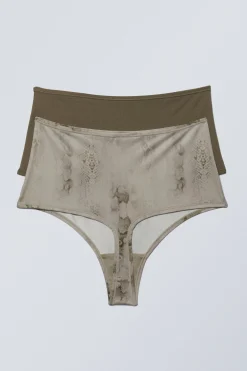 2ER-PACK WEICHE HIGH-WAIST-TANGAS|Weekday Hot