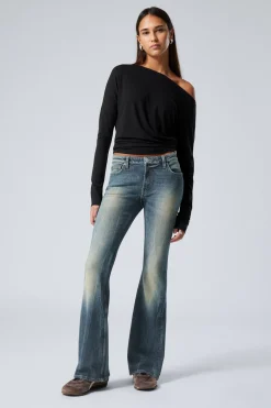 FLAME LOW WAIST SLIM FLARED LEG JEANS|Weekday Cheap