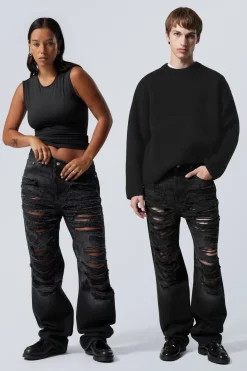 GALAXY – WEITE, GERADE GESCHNITTENE USED-JEANS|Weekday Hot