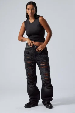 GALAXY – WEITE, GERADE GESCHNITTENE USED-JEANS|Weekday Hot