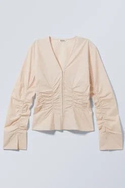 GERAFFTES POPELINE-HEMD MIT V-AUSSCHNITT|Weekday New