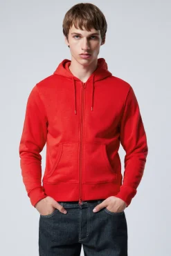 GESCHRUMPFTER KAPUZENPULLOVER MIT REISSVERSCHLUSS|Weekday Clearance