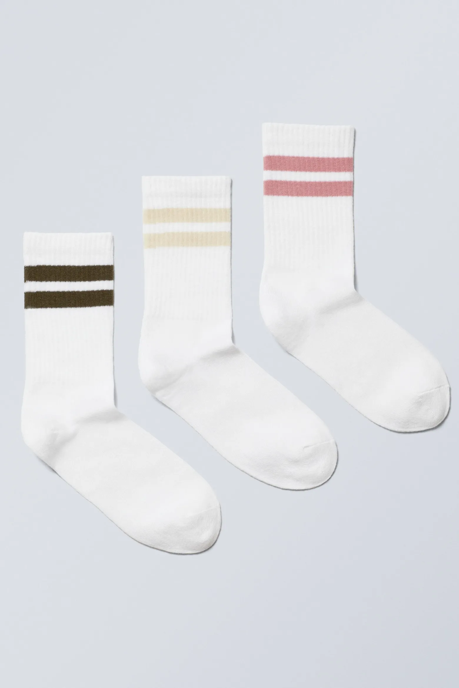 GESTREIFTE CREW-SOCKEN IM 3ER-PACK|Weekday Hot