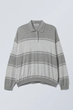 GESTRICKTER PIQUÉ-PULLOVER MIT LOCKERER PASSFORM|Weekday Cheap