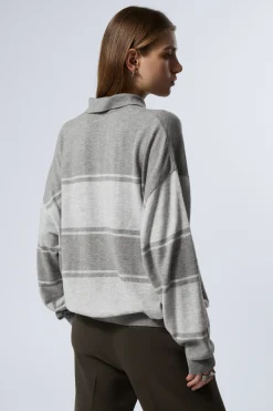 GESTRICKTER PIQUÉ-PULLOVER MIT LOCKERER PASSFORM|Weekday Cheap
