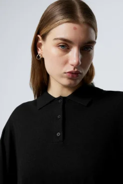 GESTRICKTER PIQUÉ-PULLOVER MIT LOCKERER PASSFORM|Weekday Shop