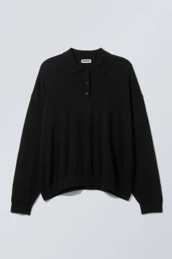 GESTRICKTER PIQUÉ-PULLOVER MIT LOCKERER PASSFORM|Weekday Shop