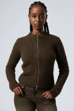 GESTRICKTER ZIP-CARDIGAN MIT SCHMALER PASSFORM|Weekday Outlet