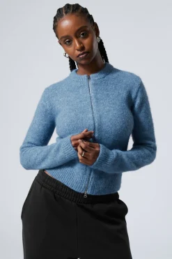 GESTRICKTER ZIP-CARDIGAN MIT SCHMALER PASSFORM|Weekday Best