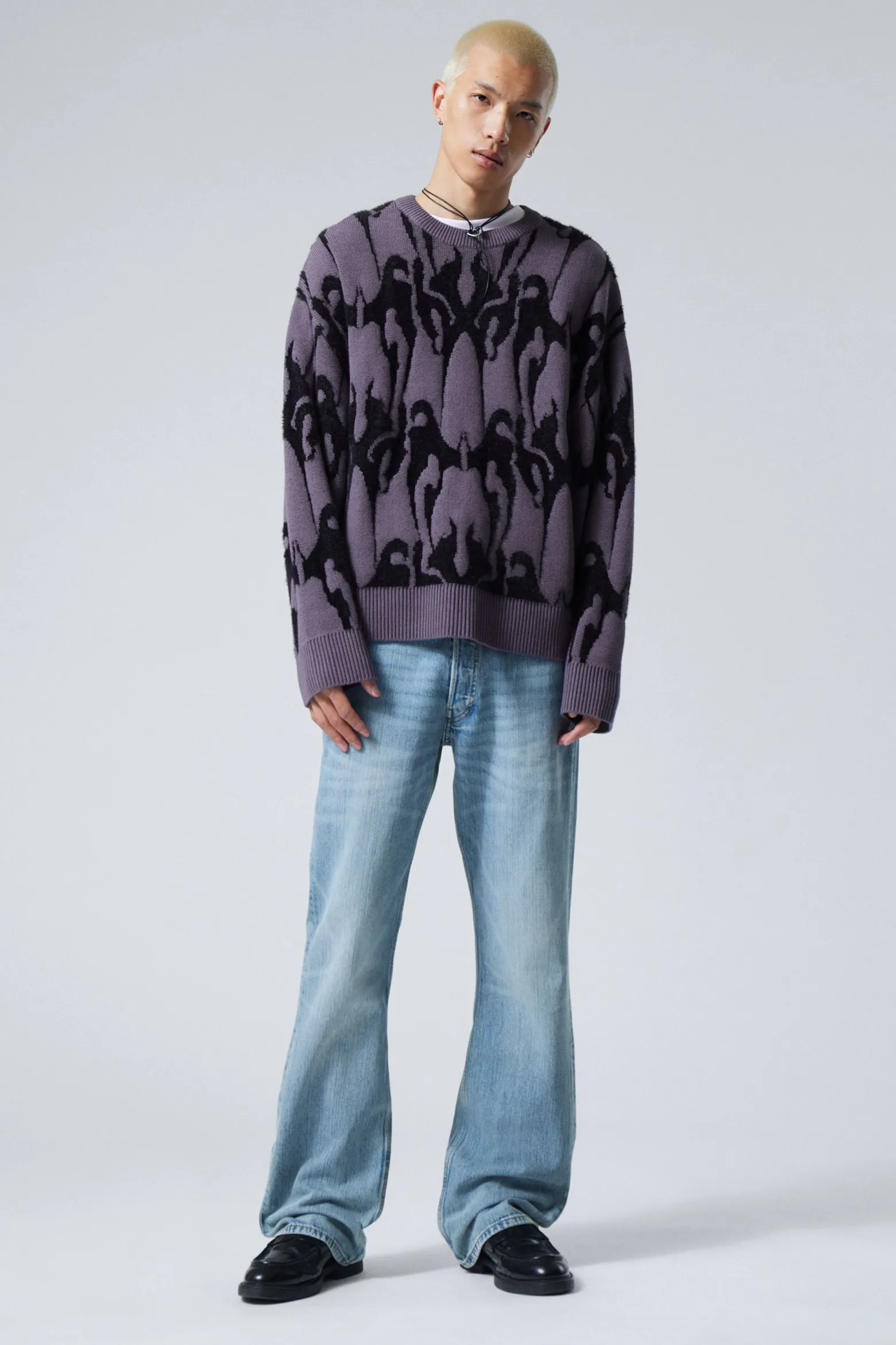 GRAPHIC-STRICKPULLOVER IN OVERSIZED-PASSFORM|Weekday Cheap