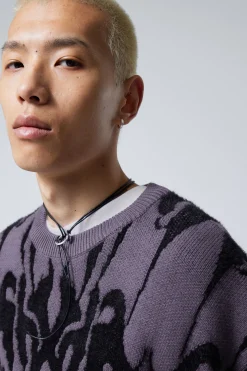 GRAPHIC-STRICKPULLOVER IN OVERSIZED-PASSFORM|Weekday Cheap