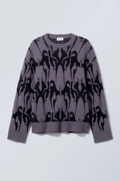 GRAPHIC-STRICKPULLOVER IN OVERSIZED-PASSFORM|Weekday Cheap