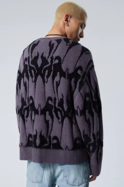 GRAPHIC-STRICKPULLOVER IN OVERSIZED-PASSFORM|Weekday Cheap