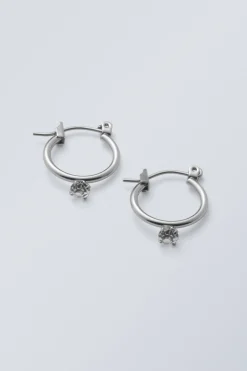 HOOP-OHRRINGE MIT RAUTENFÖRMIGEN STEINEN|Weekday Flash Sale