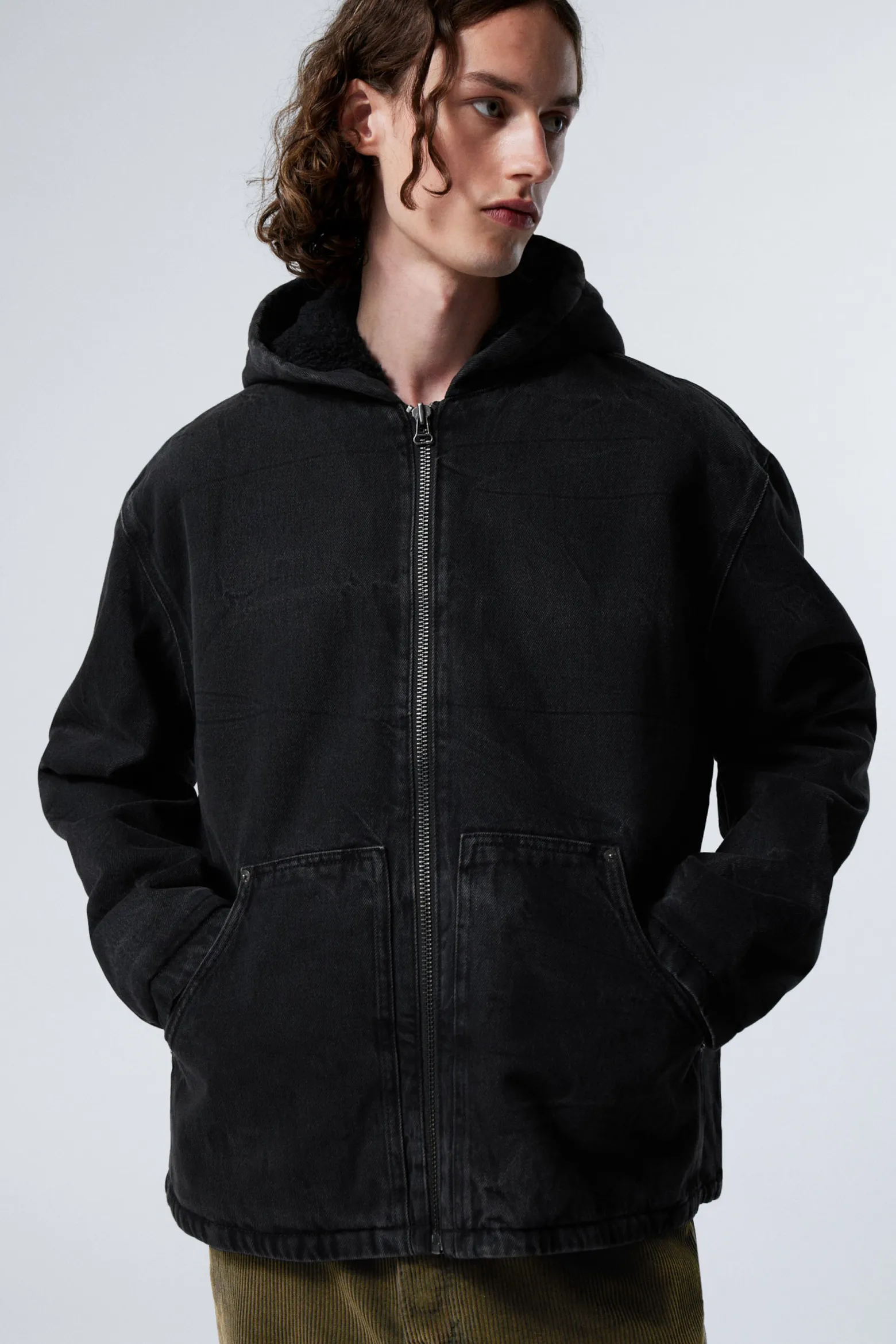 JEANS-FLEECE-JACKE MIT KAPUZE|Weekday Best